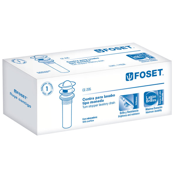 Contra para Lavabo Sistema Push Acabado Cromo Con Rebosadero Foset