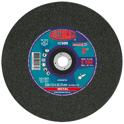 Disco Corte de Metal  9" Larga Duracion 500 Austromex