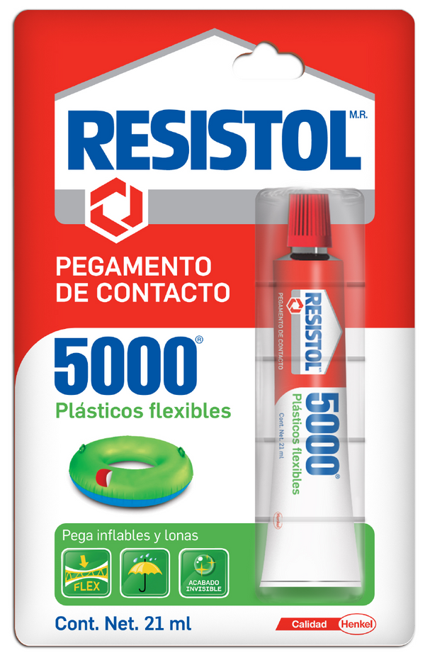 Pegamento de Contacto 5000 Tubo de 21 ml Plasticos Flexibles Transparente Resistol