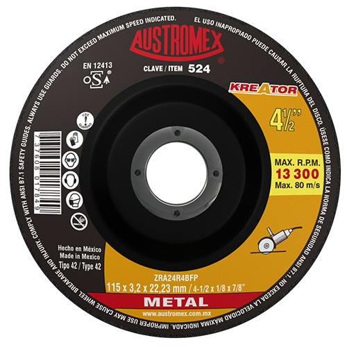 Disco Corte de Metal  4"1/2 Cazuela Kreator 524 Austromex