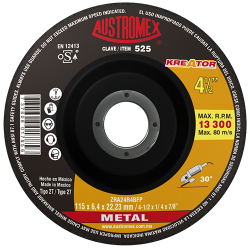 Disco Desbaste de Metal 4"1/2 Kreator 525 Austromex