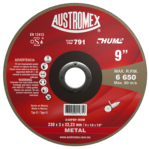 Disco Corte de Metal  9" HUM 791 Austromex