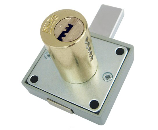 Cerradura para Mueble Cuadrada Cilindro Largo Phillips 250 L Latonado