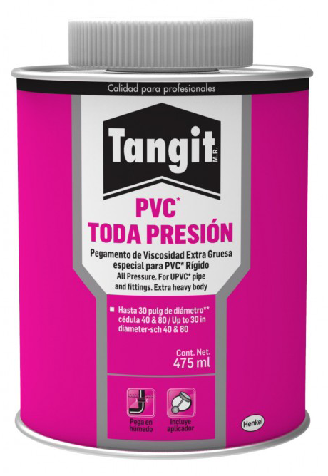 Pegamento PVC Toda Presion Bote Rosa 475 ML Tangit